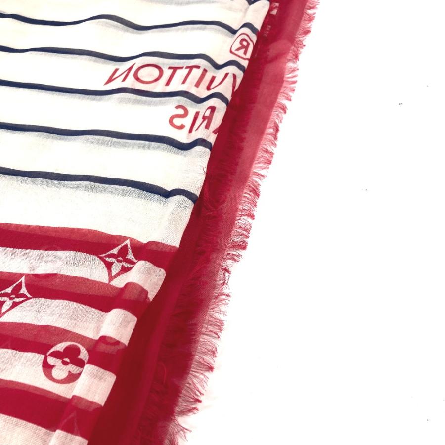 美品 LOUIS VUITTON ルイヴィトン M76193 LVエスカル エトール・パレオ サマー ストライプ 横長 大判 ストール ホワイト×レッド【中古】 | LOUIS VUITTON | 07