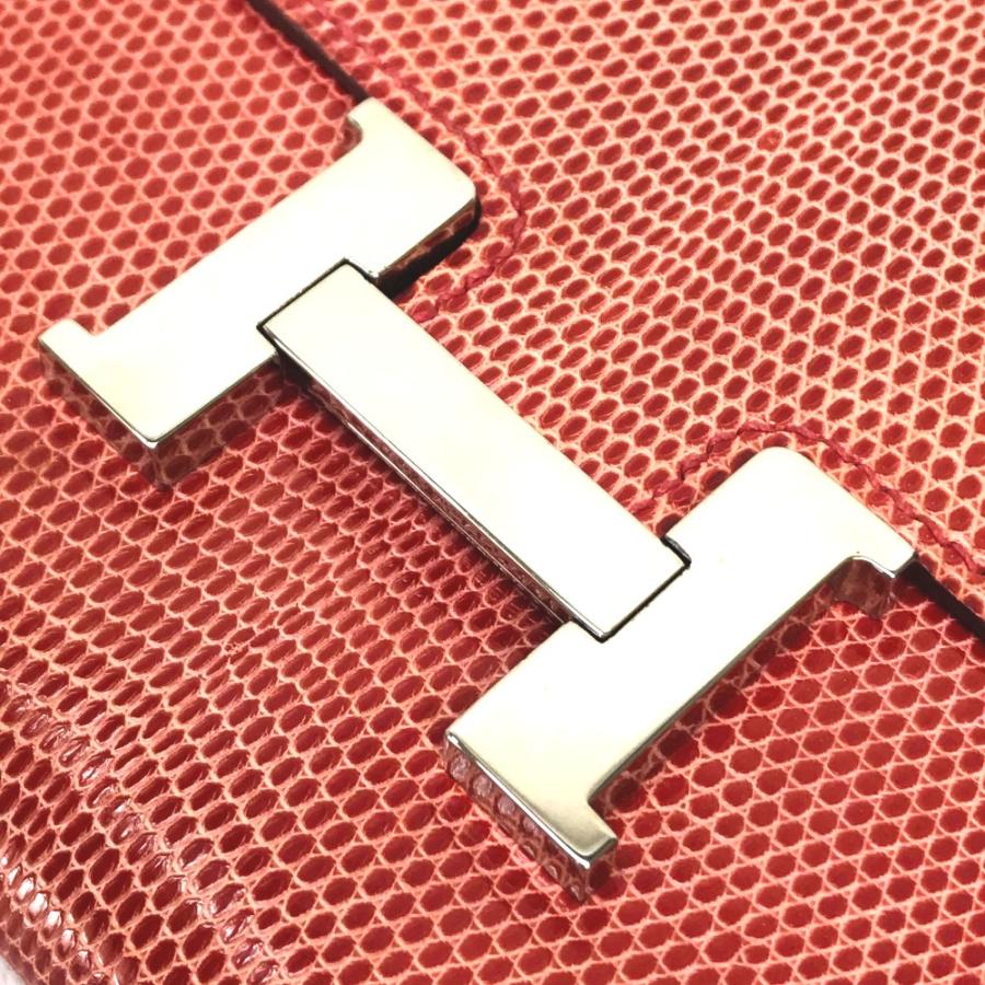 HERMES エルメス N□刻 コンパクトウォレット コンタンス 二つ折り財布(あり) リザード レディース ブーゲンビリアの画像