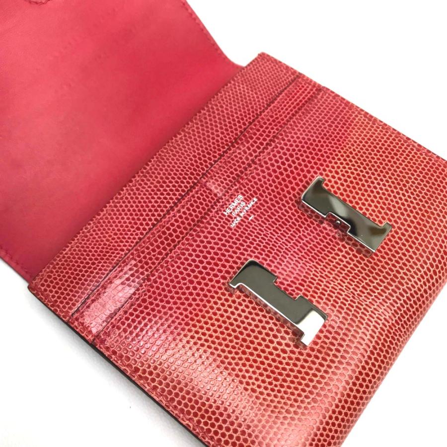 HERMES エルメス N□刻 コンパクトウォレット コンタンス 二つ折り財布(あり) リザード レディース ブーゲンビリアの画像