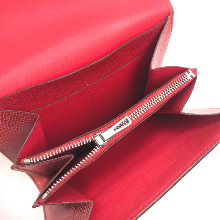 HERMES エルメス N□刻 コンパクトウォレット コンタンス 二つ折り財布(あり) リザード レディース ブーゲンビリアの画像