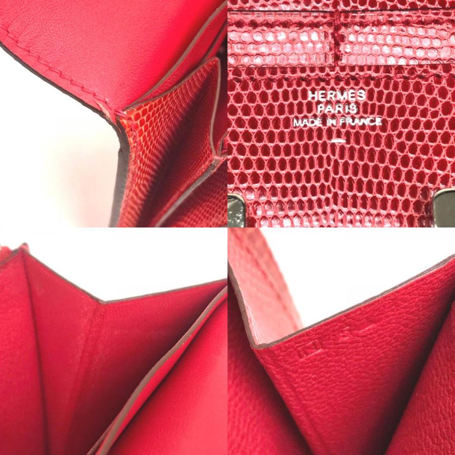 HERMES エルメス N□刻 コンパクトウォレット コンタンス 二つ折り財布(あり) リザード レディース ブーゲンビリアの画像