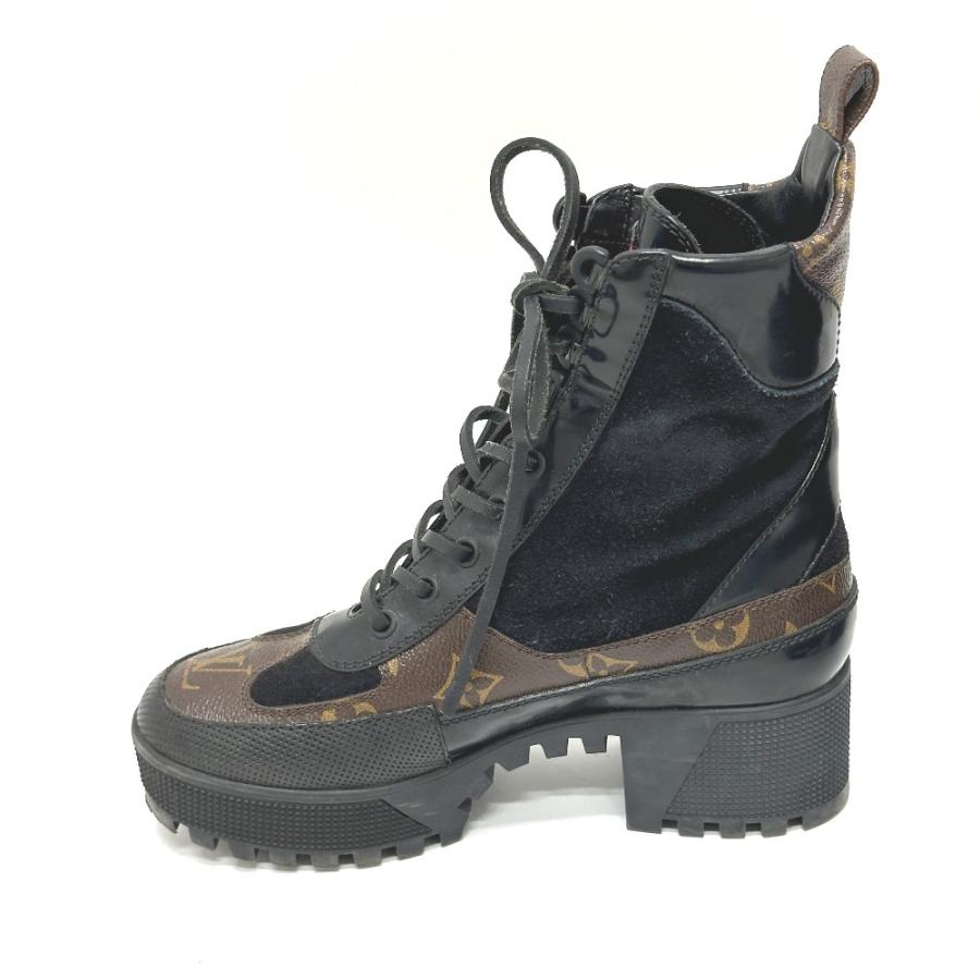 LOUIS VUITTON ルイヴィトン ワッペン 靴 ヒール アンクル ショートブーツ ローリエート ライン ブーツ ブラック レディース【中古】 | LOUIS VUITTON | 01