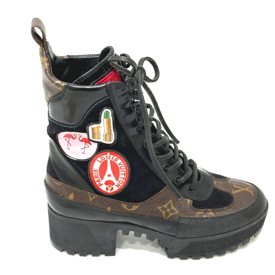 LOUIS VUITTON ルイヴィトン ワッペン 靴 ヒール アンクル ショートブーツ ローリエート ライン ブーツ ブラック レディース【中古】 | LOUIS VUITTON | 02