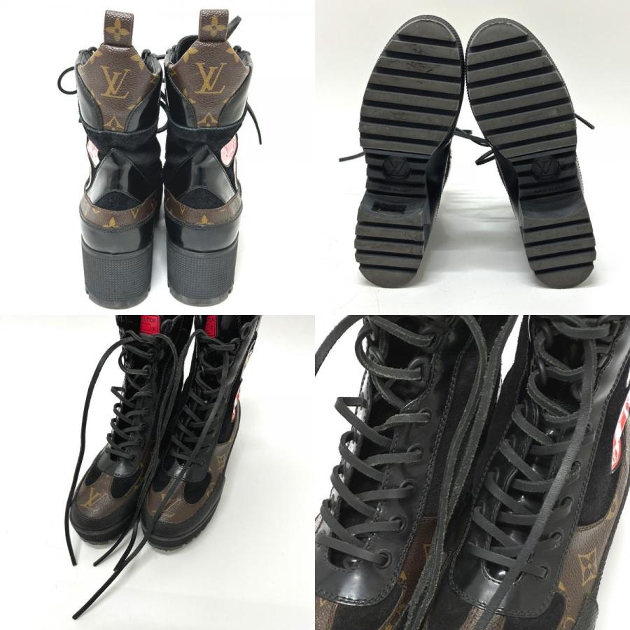 LOUIS VUITTON ルイヴィトン ワッペン 靴 ヒール アンクル ショートブーツ ローリエート ライン ブーツ ブラック レディース【中古】 | LOUIS VUITTON | 08