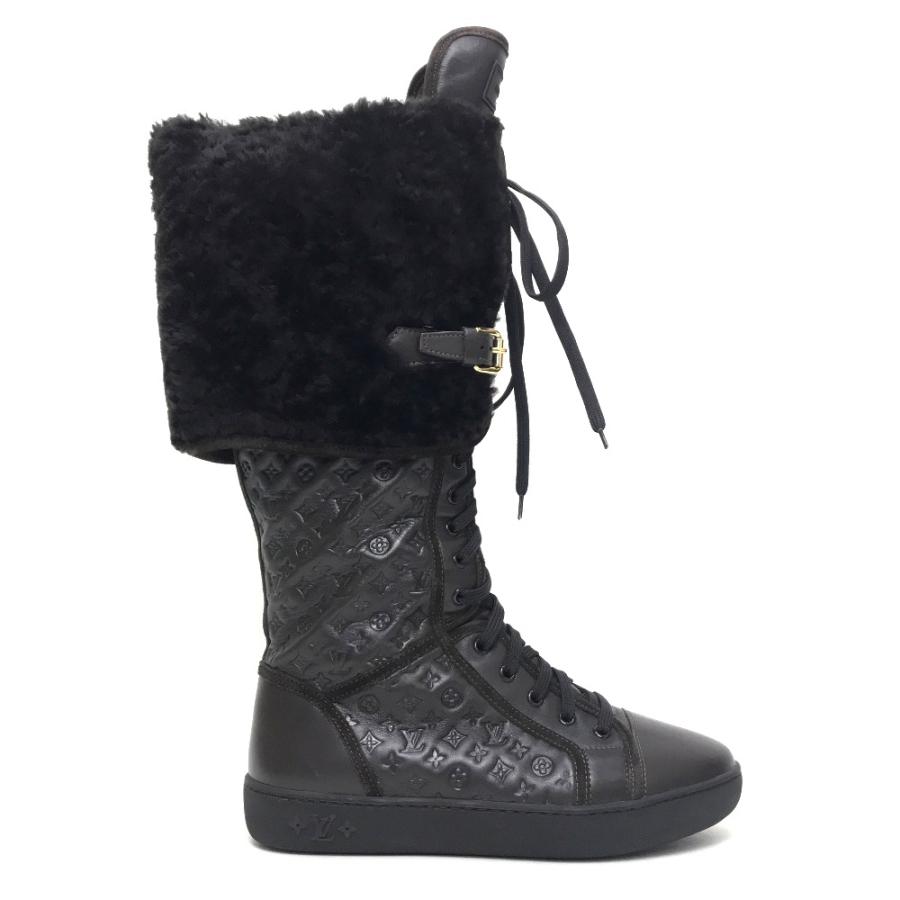 新品同様 LOUIS VUITTON ルイ ヴィトン フラット ハイブーツ LVエンボス加工 ポルカ ブーツ 35.5 | LOUIS VUITTON | 01