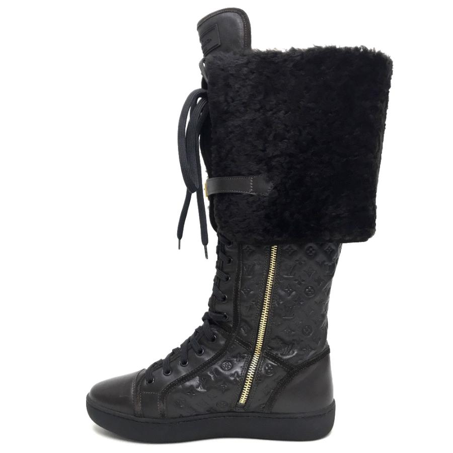 新品同様 LOUIS VUITTON ルイ ヴィトン フラット ハイブーツ LVエンボス加工 ポルカ ブーツ 35.5 | LOUIS VUITTON | 08