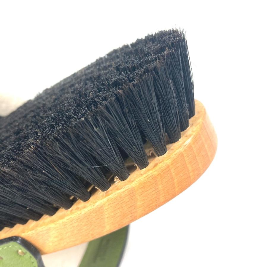 HERMES エルメス 毛ブラシ くし 櫛 馬用 ブラシ ペット 馬具 雑貨 レザー/ウッド グリーン ユニセックス【中古】未使用 | HERMES | 06