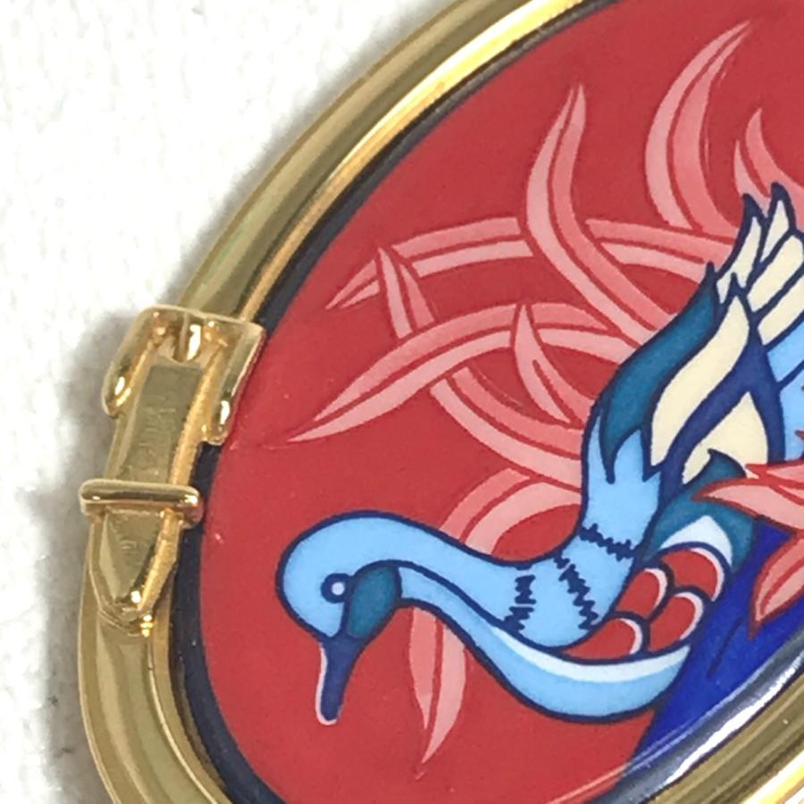 HERMES エルメス バード 鳥モチーフ エマイユ ブローチ メタル ゴールド×レッド レディース【中古】 | HERMES | 01