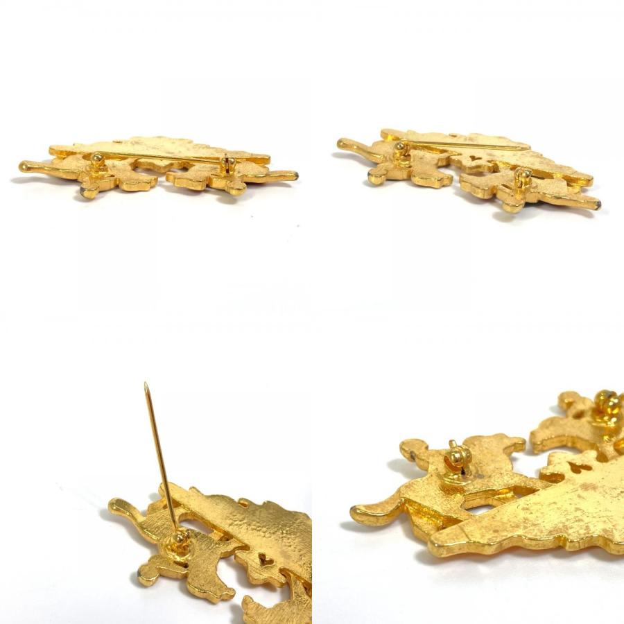 HERMES エルメス 犬と少女 七宝焼 ヴィンテージ ブローチ ヴィンテージ エルメス ブローチ ゴールド 少女 犬 GP 七宝焼