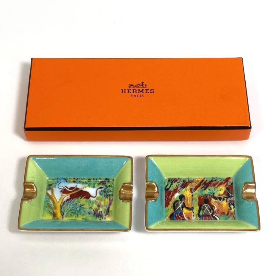 HERMES エルメス アフリカ ミニ アッシュトレイ セット 灰皿 陶器 マルチカラー ユニセックス【中古】未使用 | HERMES | 09