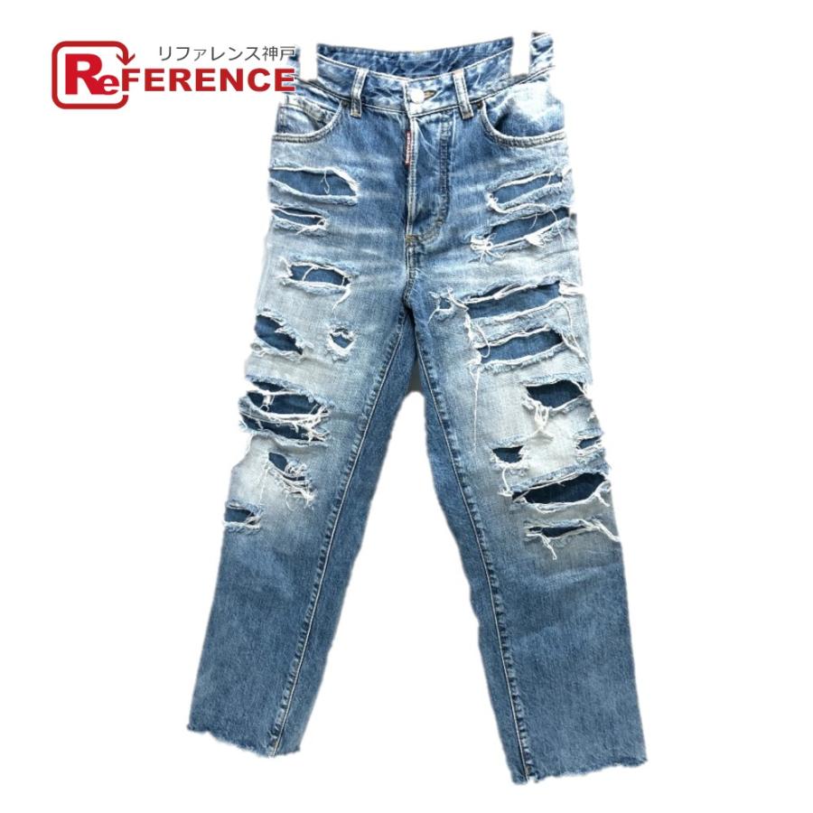 DSQUARED2 ディースクエアード S75LB0808 ダメージ ジーンズ デニムパンツ デニムパンツ ブルー レディース【中古】 | DSQUARED2