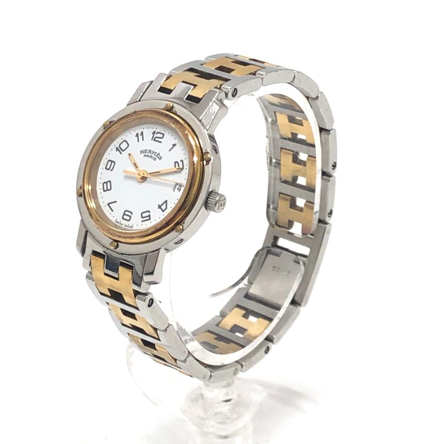 HERMES エルメス CL3.240 クリッパー クォーツ デイト ウォッチ ラウンドフェイス コンビ 腕時計 シルバー レディース【中古】 | HERMES | 02