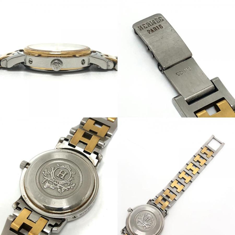 HERMES エルメス CL3.240 クリッパー クォーツ デイト ウォッチ ラウンドフェイス コンビ 腕時計 シルバー レディース【中古】 | HERMES | 08