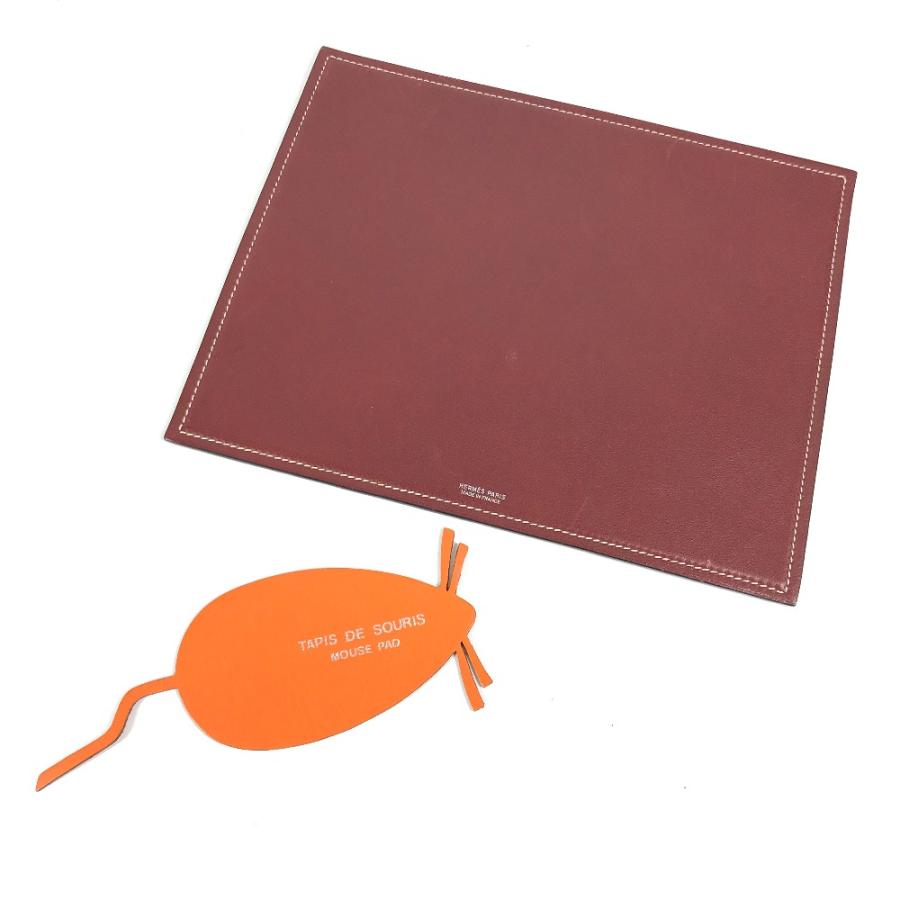 HERMES エルメス ロゴ マウスパッド バイカラー PC パソコン インテリア 雑貨 レッド レディース【中古】の画像
