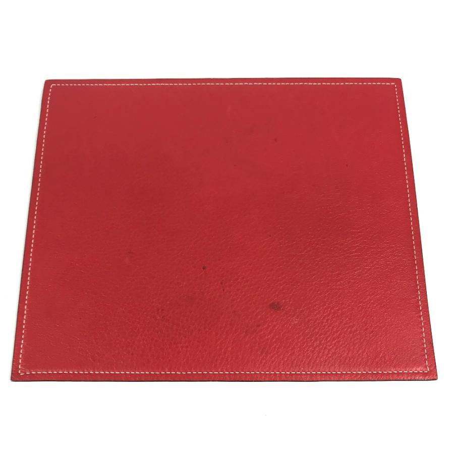HERMES エルメス ロゴ マウスパッド バイカラー PC パソコン インテリア 雑貨 レッド レディース【中古】の画像