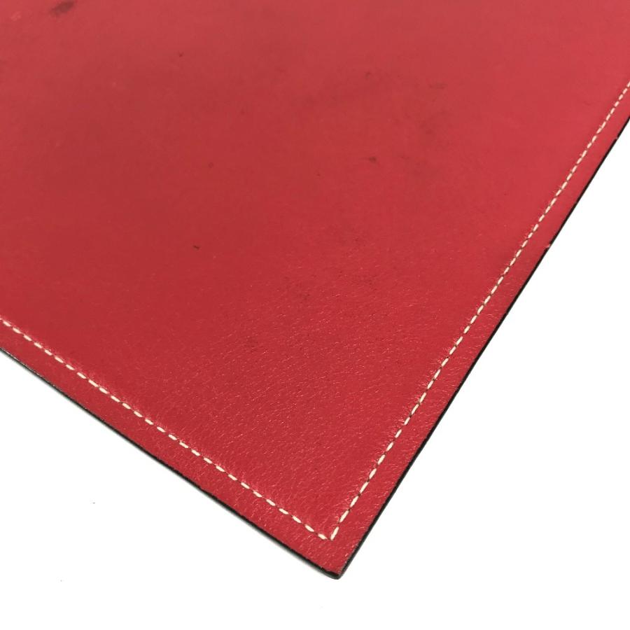 HERMES エルメス ロゴ マウスパッド バイカラー PC パソコン インテリア 雑貨 レッド レディース【中古】の画像