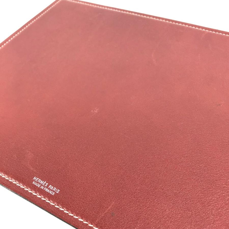 HERMES エルメス ロゴ マウスパッド バイカラー PC パソコン インテリア 雑貨 レッド レディース【中古】の画像