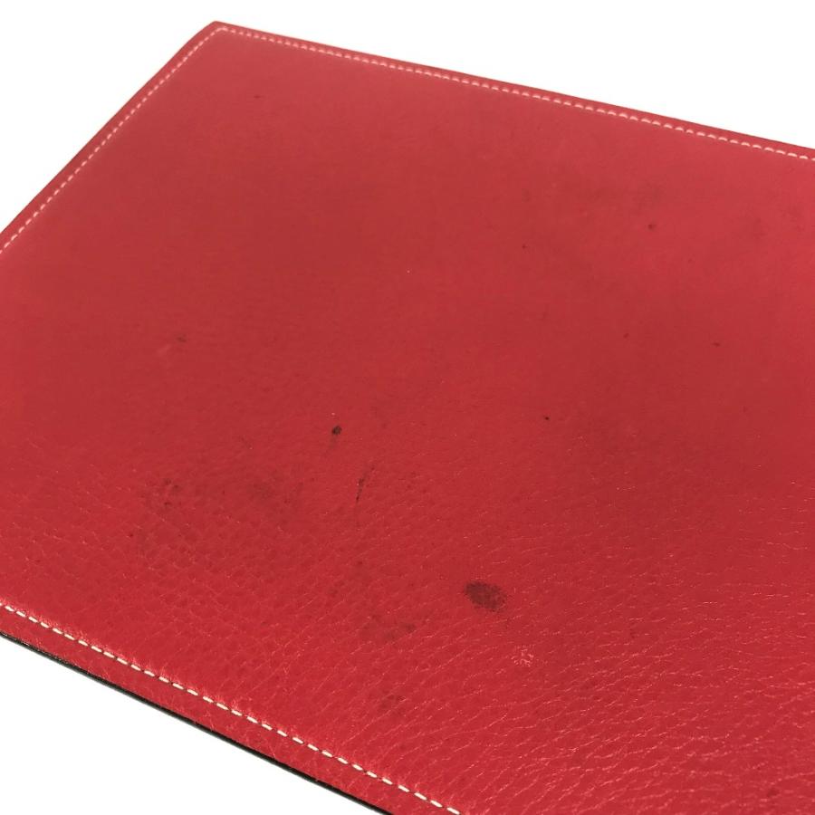 HERMES エルメス ロゴ マウスパッド バイカラー PC パソコン インテリア 雑貨 レッド レディース【中古】の画像