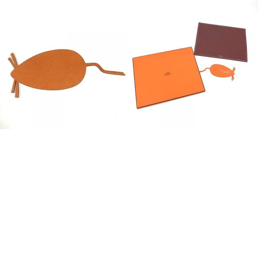 HERMES エルメス ロゴ マウスパッド バイカラー PC パソコン インテリア 雑貨 レッド レディース【中古】の画像