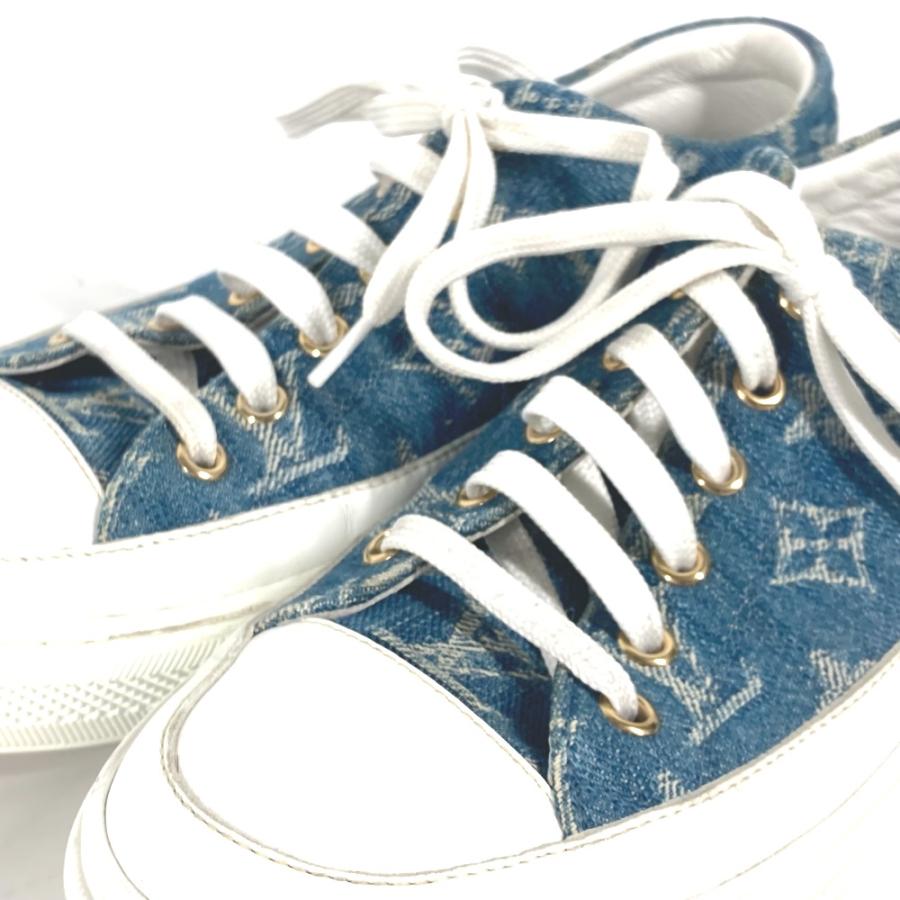 【マーガレット】【美品】ルイヴィトン モノグラム デニム スニーカー LOUIS VUITTON ルイヴィトン シューズ 靴 紐 モノグラムデニム