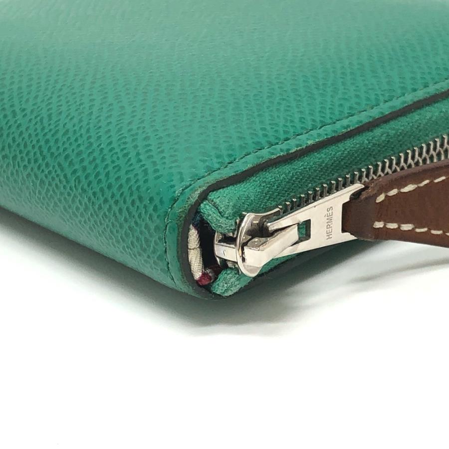 HERMES エルメス アザップコンパクト・シルクイン ラウンド ウォレット 2つ折り財布 ヴェールジェイド グリーン レディース【中古】 | HERMES | 04