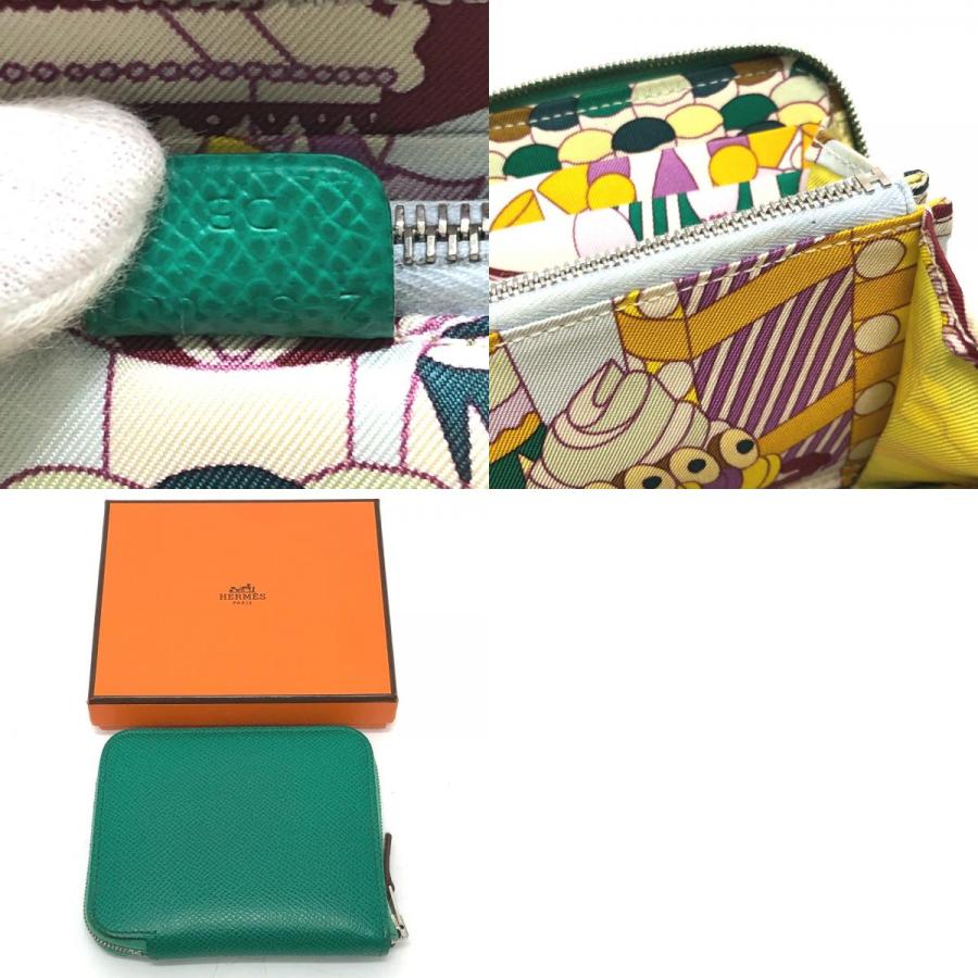 HERMES エルメス アザップコンパクト・シルクイン ラウンド ウォレット 2つ折り財布 ヴェールジェイド グリーン レディース【中古】 | HERMES | 09