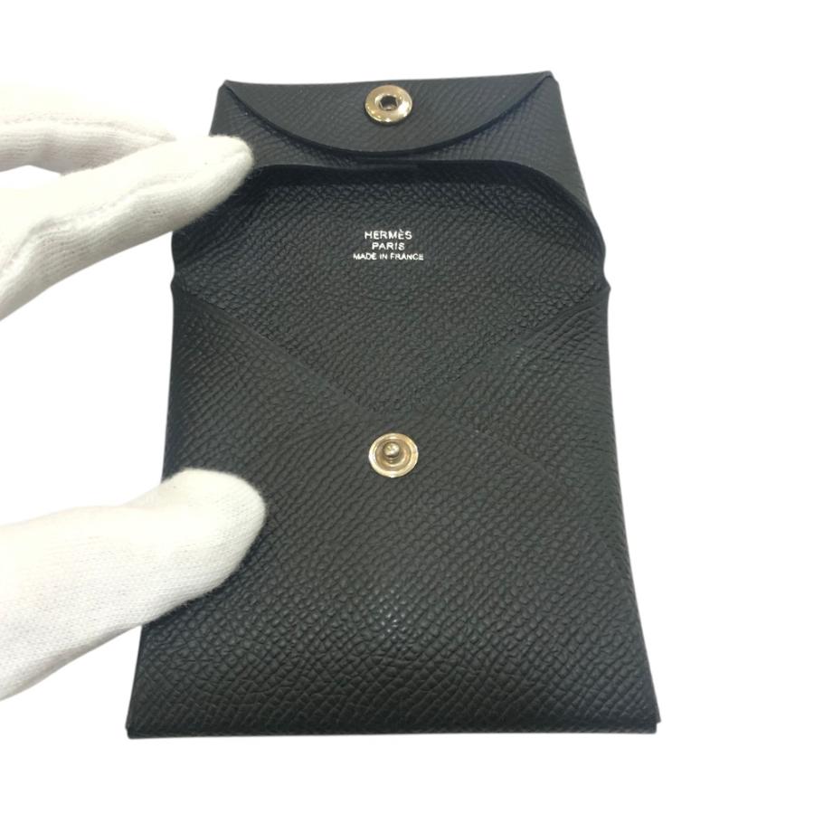 新品同様 HERMES エルメス バスティア 財布 小銭入れ スクエア コインケース シルバー金具 ブラック レディース【中古】 | HERMES | 06
