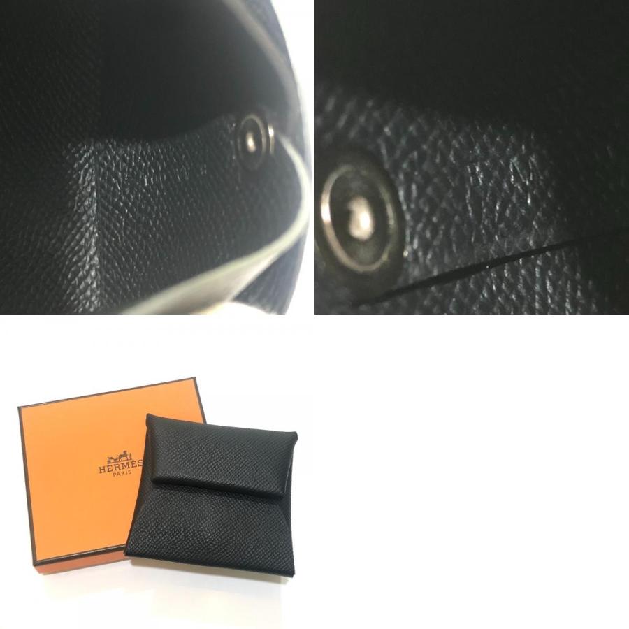 新品同様 HERMES エルメス バスティア 財布 小銭入れ スクエア コインケース シルバー金具 ブラック レディース【中古】 | HERMES | 09