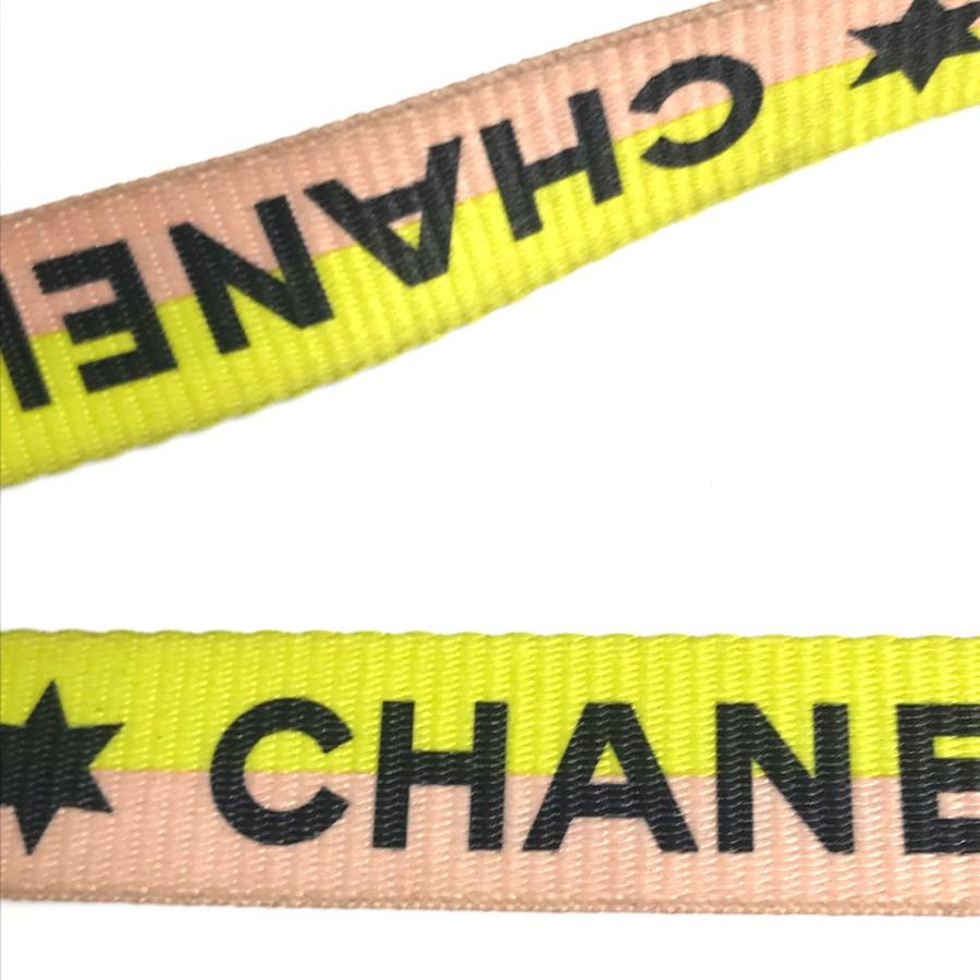 CHANEL シャネル ロゴ ネックストラップ ネックレス キャンバス ピンク×イエロー レディース【中古】｜reference｜08