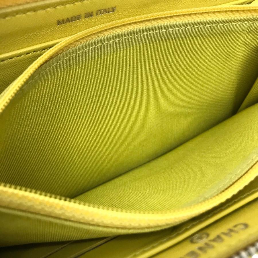 CHANEL シャネル ラウンドファスナー長財布 CC ココマーク マトラッセ 長財布（あり）  イエロー | CHANEL | 08
