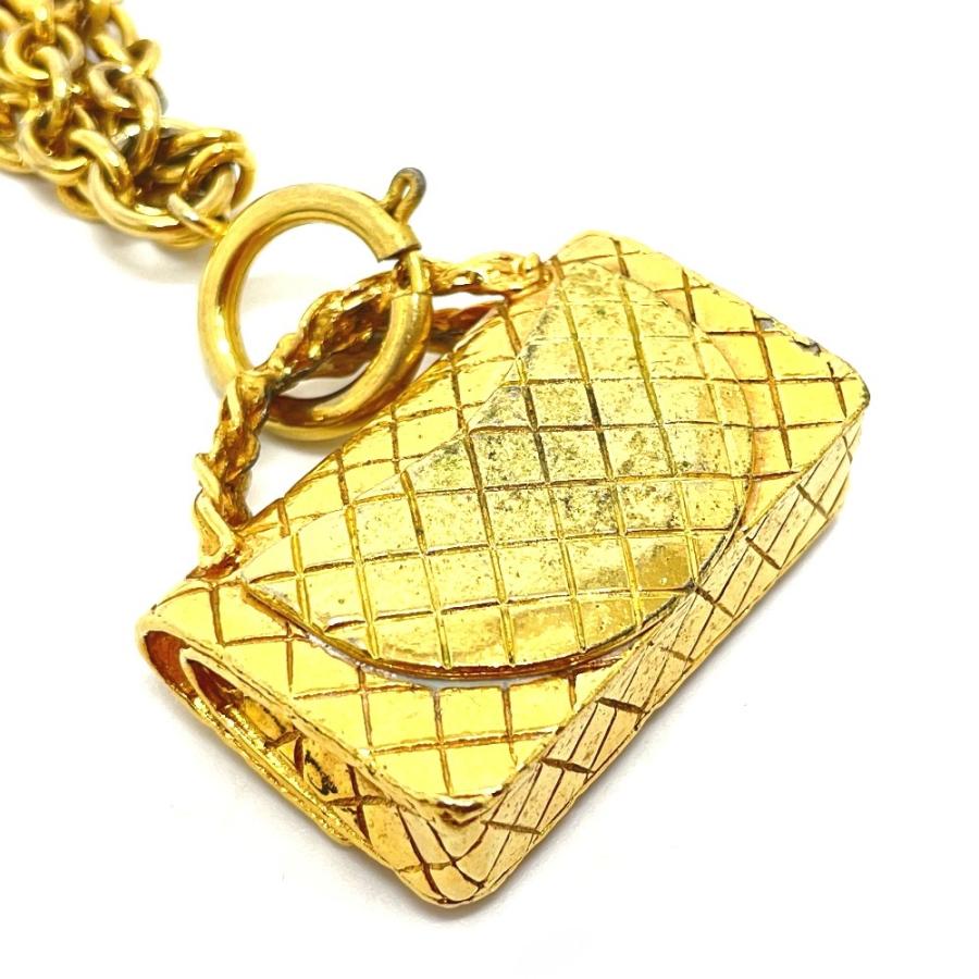 ヴィンテージ【CHANEL】バッグモチーフマトラッセネックレス CHANEL シャネル バッグ型 モチーフ マトラッセ ヴィンテージ