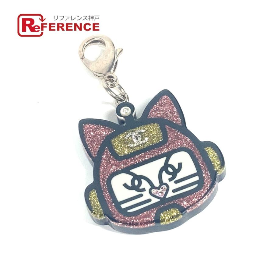 美品 CHANEL シャネル キャット 猫 ラメ ハート バッグチャーム  17S キーホルダー ピンク レディース【中古】 | CHANEL