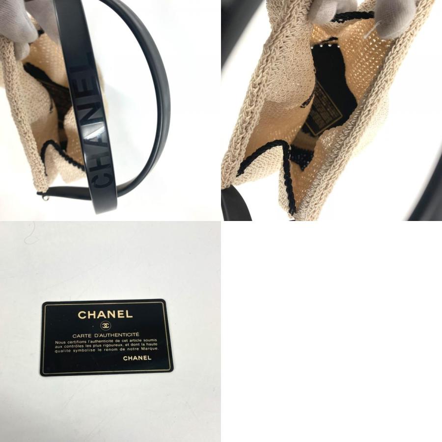 CHANEL シャネル ロゴ メッシュ プラスチックハンドル カバン ハンドバッグ ベージュ レディース【中古】 | CHANEL | 09