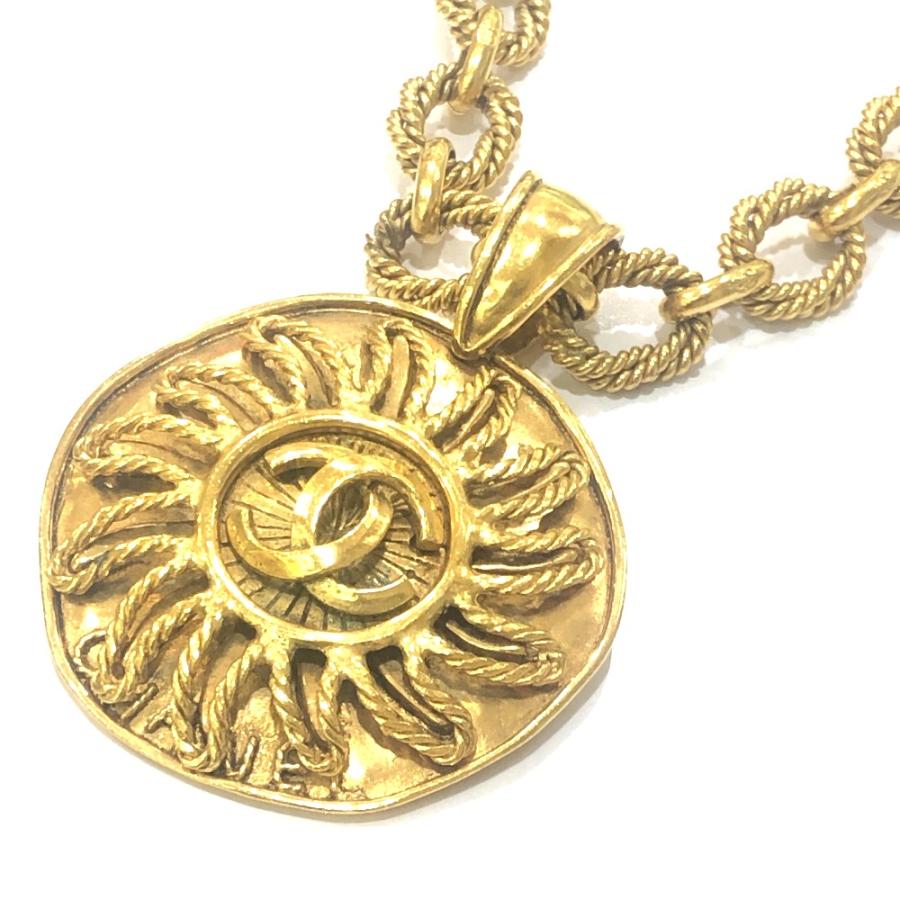 CHANEL シャネル ココマーク 太陽モチーフ チェーン ヴィンテージ 94A ネックレス ゴールド レディース【中古】の画像