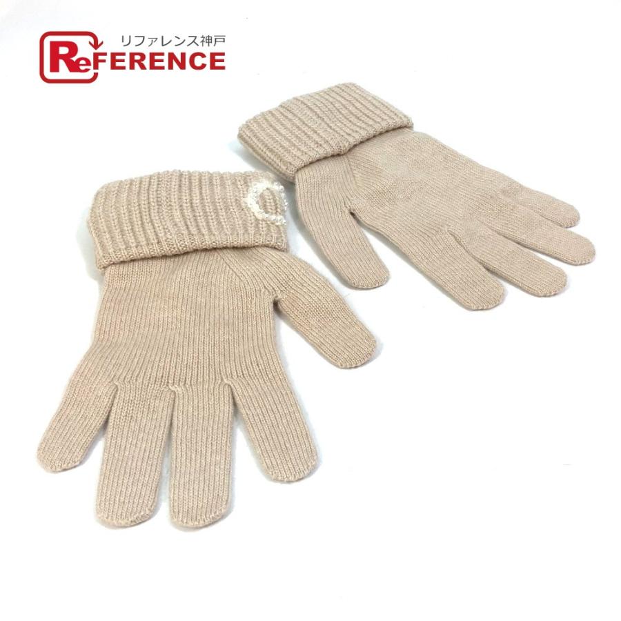 CHANEL（シャネル） 21A ロゴ パール グローブ 手袋 カシミヤ ベージュ