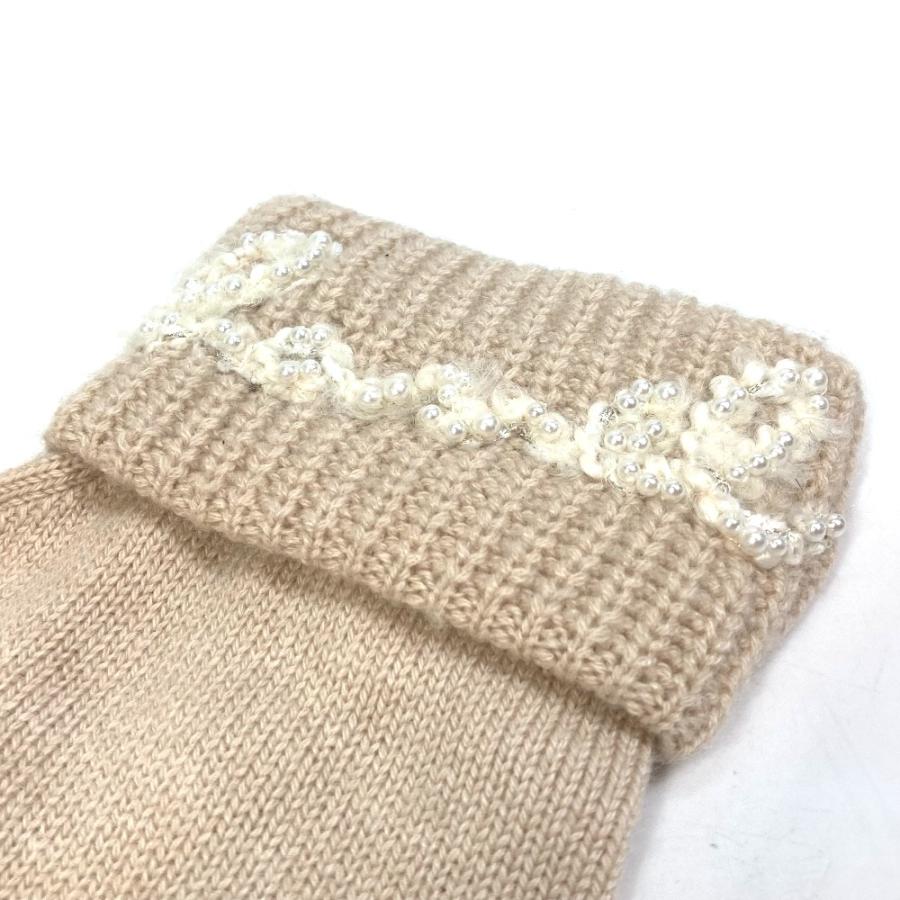 CHANEL（シャネル） 21A ロゴ パール グローブ 手袋 カシミヤ ベージュ