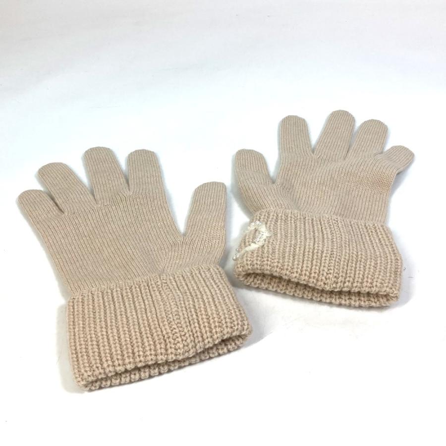 CHANEL（シャネル） 21A ロゴ パール グローブ 手袋 カシミヤ ベージュ