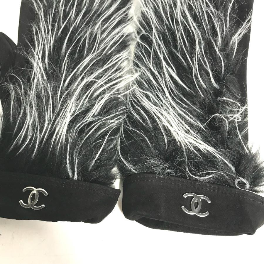 CHANEL シャネル ファー CC ココマーク ミトン グローブ 手袋