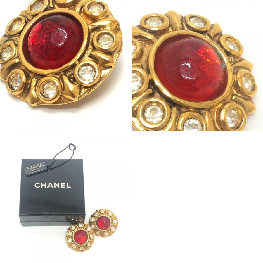 CHANEL シャネル グリポア ラインストーン アクセサリー クリップ式 ヴィンテージ イヤリング ゴールド レディース【中古】 | CHANEL | 09