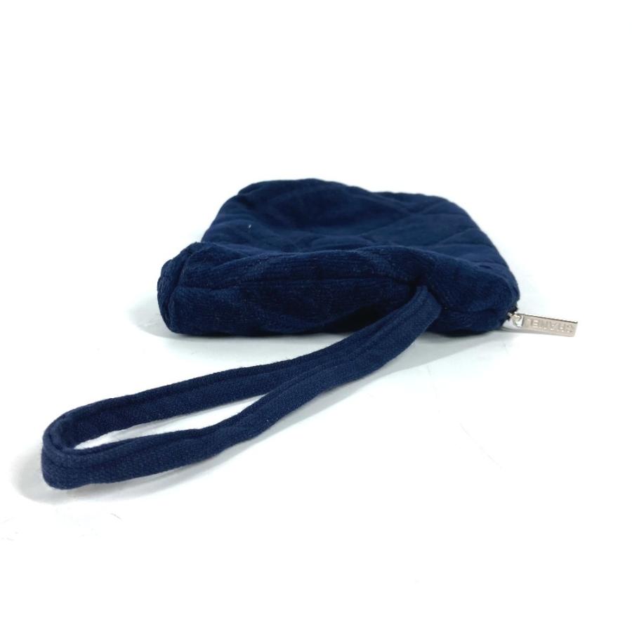 美品 CHANEL シャネル CC ココマーク パイルポーチ メイクポーチ 化粧ポーチ ポーチ ネイビー レディース【中古】 | CHANEL | 03