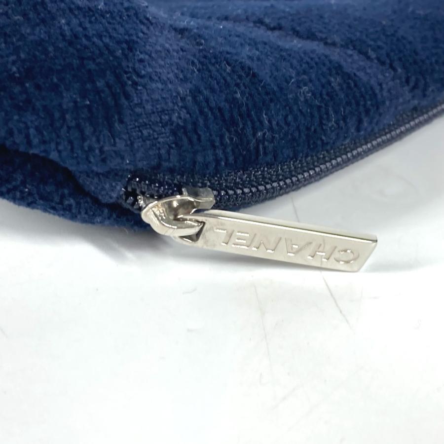 美品 CHANEL シャネル CC ココマーク パイルポーチ メイクポーチ 化粧ポーチ ポーチ ネイビー レディース【中古】 | CHANEL | 04