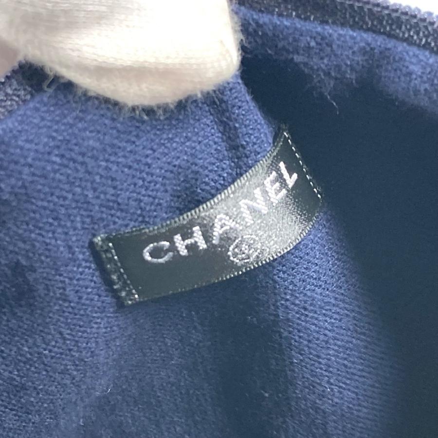 美品 CHANEL シャネル CC ココマーク パイルポーチ メイクポーチ 化粧ポーチ ポーチ ネイビー レディース【中古】 | CHANEL | 08
