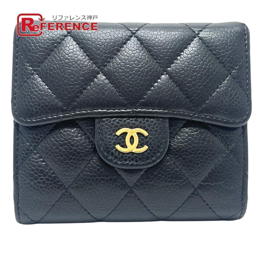 CHANEL シャネル AP0231 ココマーク コンパクトマトラッセ 3つ折り財布 キャビアスキン コンパクトウォレット ブラック レディース【中古】 | CHANEL