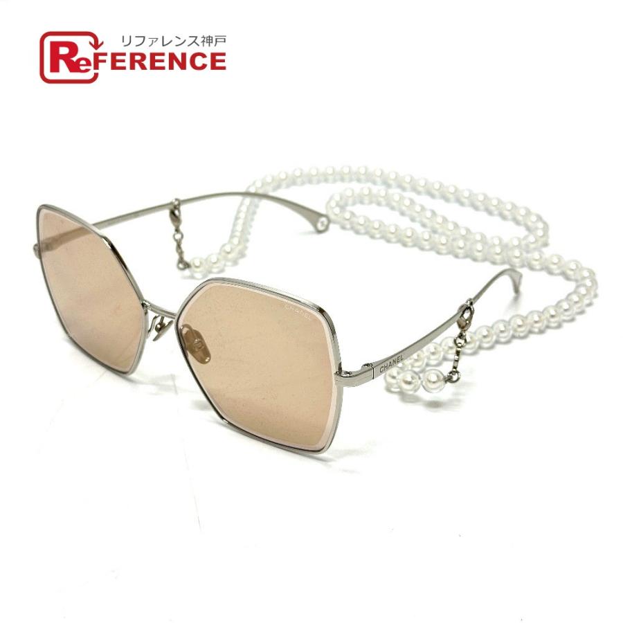 CHANEL シャネル バタフライ パール チェーン サングラス シルバー レディース【中古】 | CHANEL