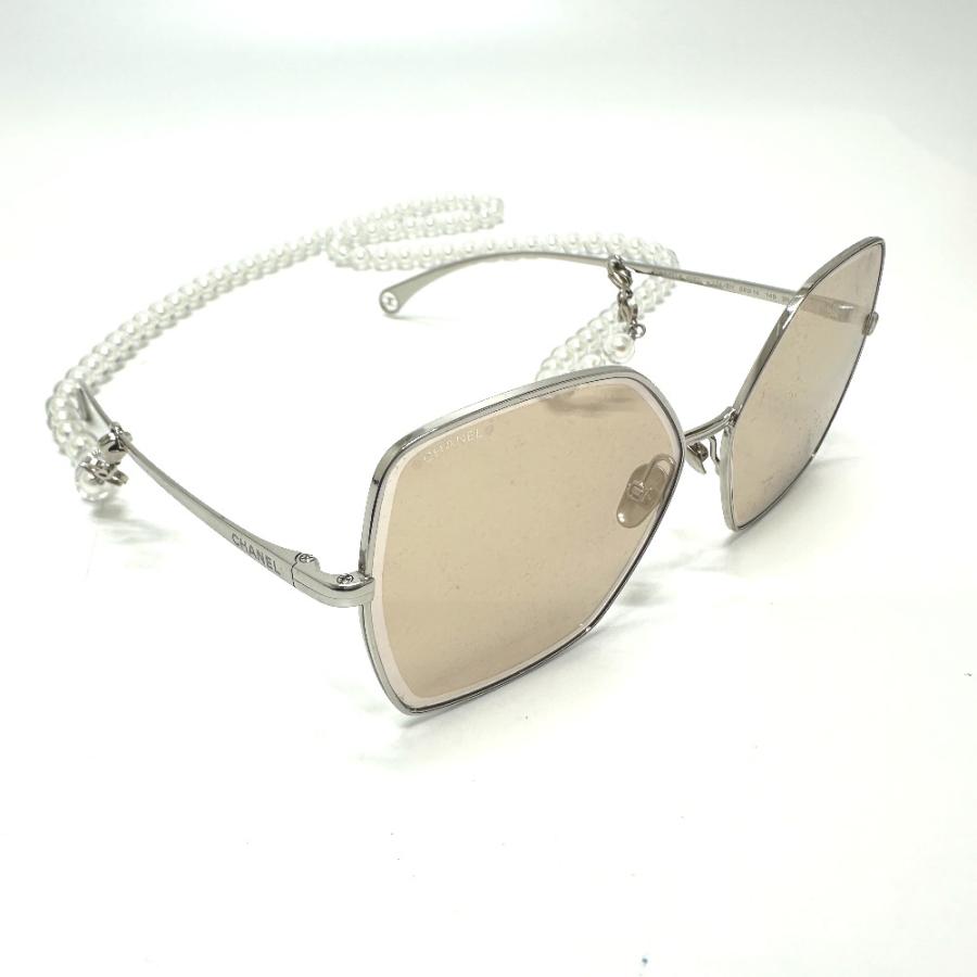 CHANEL シャネル バタフライ パール チェーン サングラス シルバー レディース【中古】 | CHANEL | 02