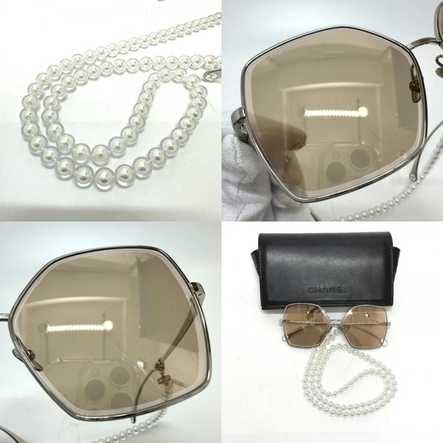 CHANEL シャネル バタフライ パール チェーン サングラス シルバー レディース【中古】 | CHANEL | 09