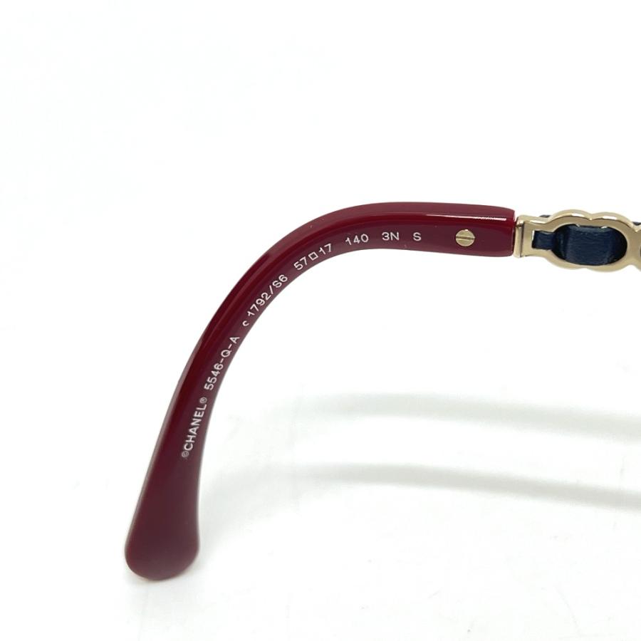 CHANEL シャネル 5546-Q-A ココマーク チェーン スクエア シェイプ  カーフスキン サングラス レッド レディース【中古】 | CHANEL | 05