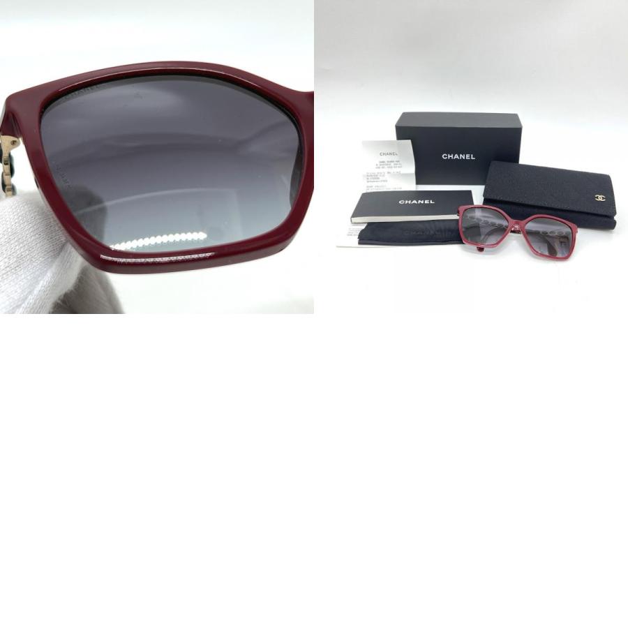 CHANEL シャネル 5546-Q-A ココマーク チェーン スクエア シェイプ  カーフスキン サングラス レッド レディース【中古】 | CHANEL | 09
