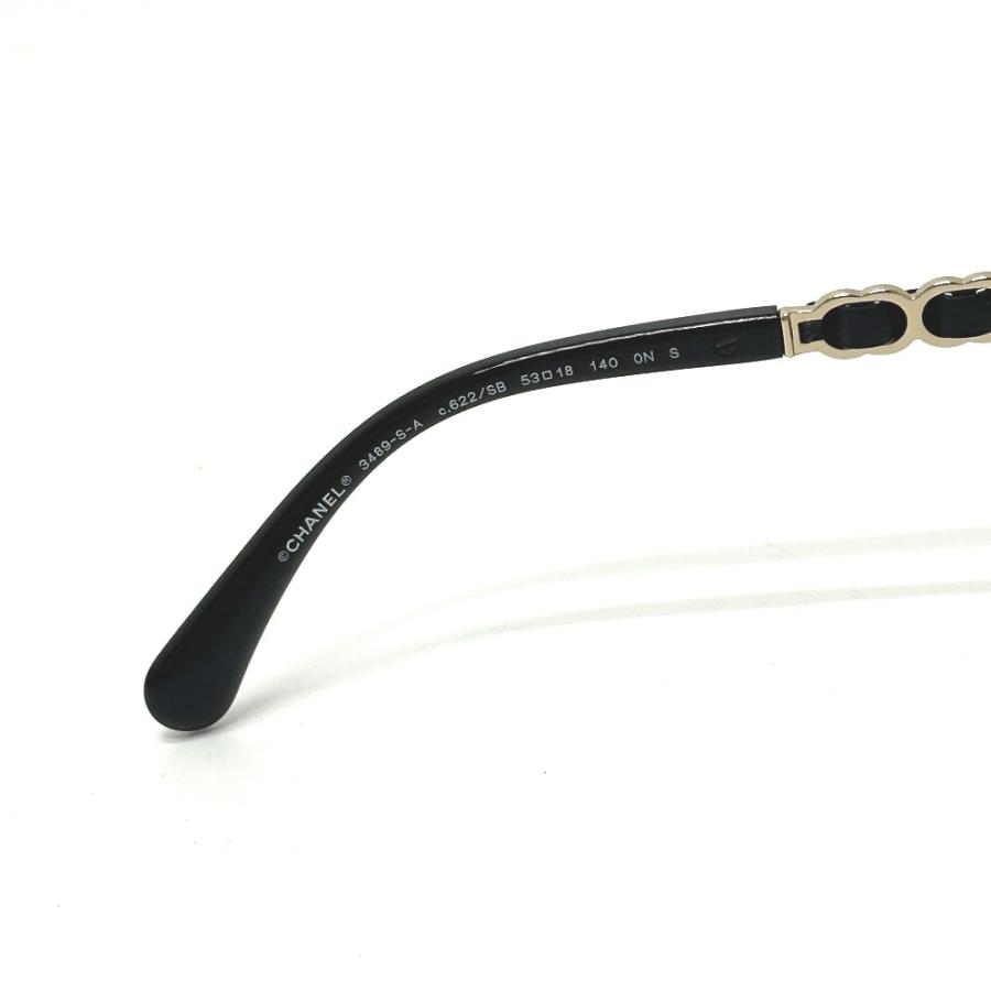未使用 CHANEL シャネル 3489-S-A スクエア シェイプ ココマーク テンプル チェーン ブルーライトカット サングラス レディース【中古】の画像