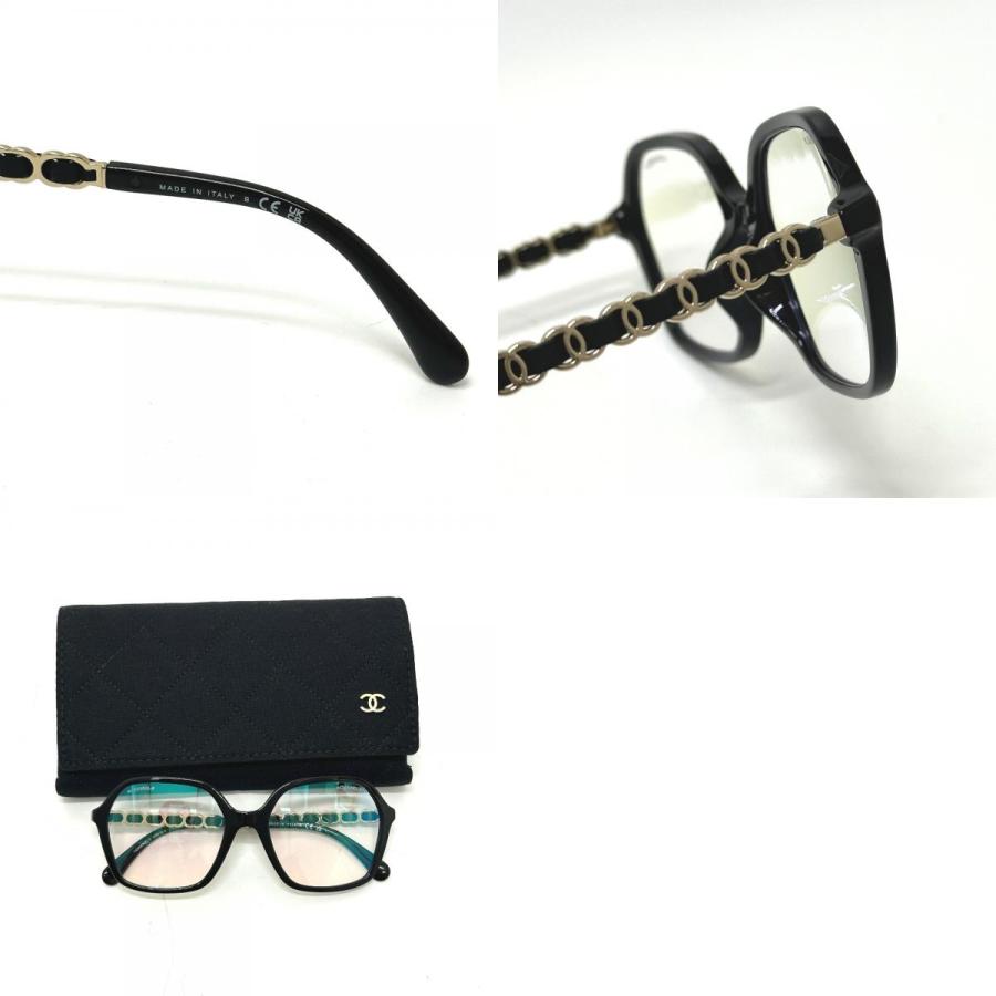 未使用 CHANEL シャネル 3489-S-A スクエア シェイプ ココマーク テンプル チェーン ブルーライトカット サングラス レディース【中古】の画像